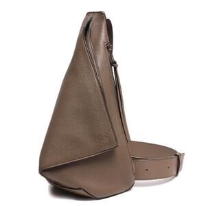 Loewe Anton Sling Leather Crossbody Bag Silver Anagram